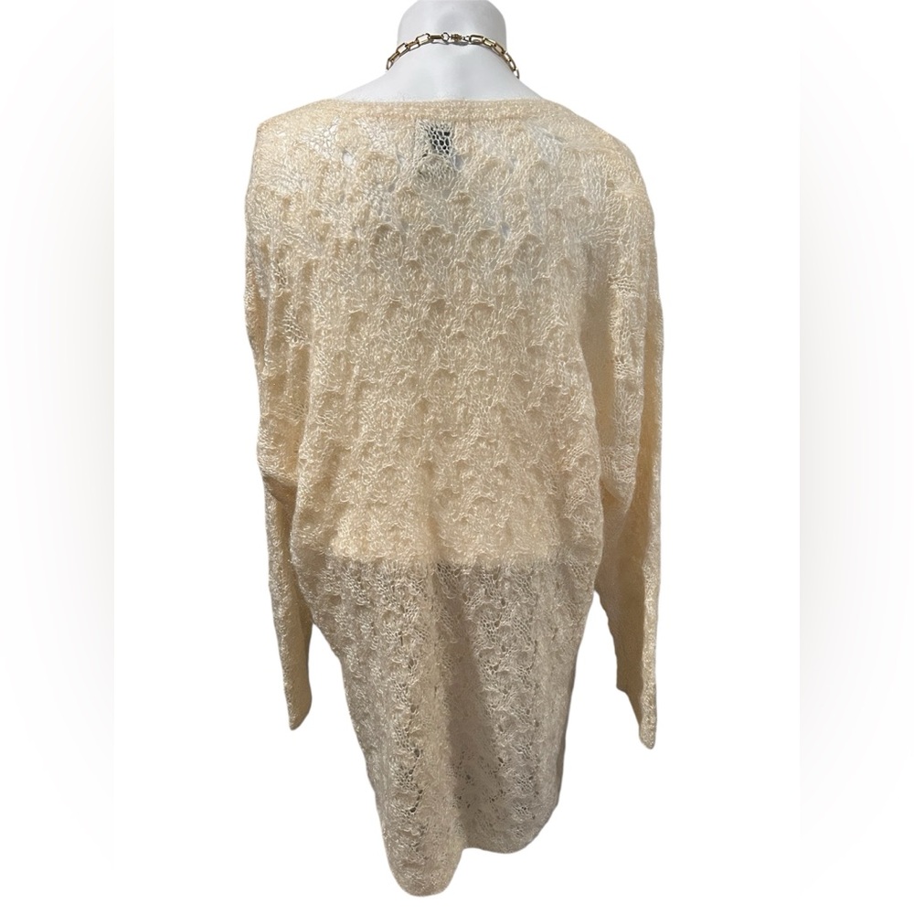 Light Cream Lace Knit Women's Sweater - Picture 4 of 7